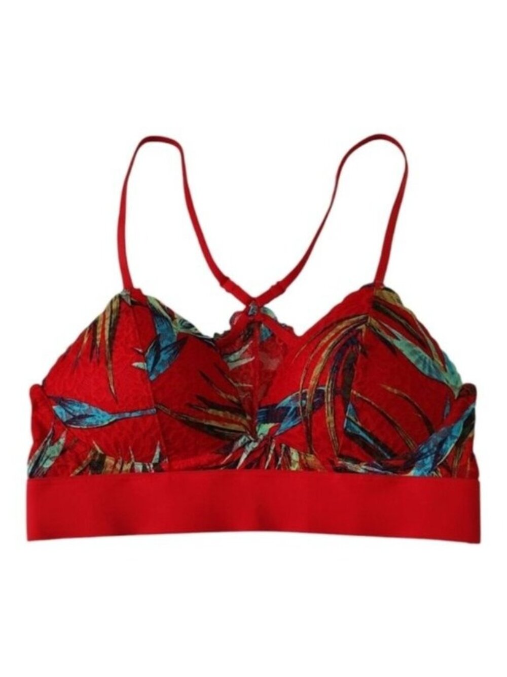 Victoria's Secret PINK Red Tropical Floral Lace Bralette Small